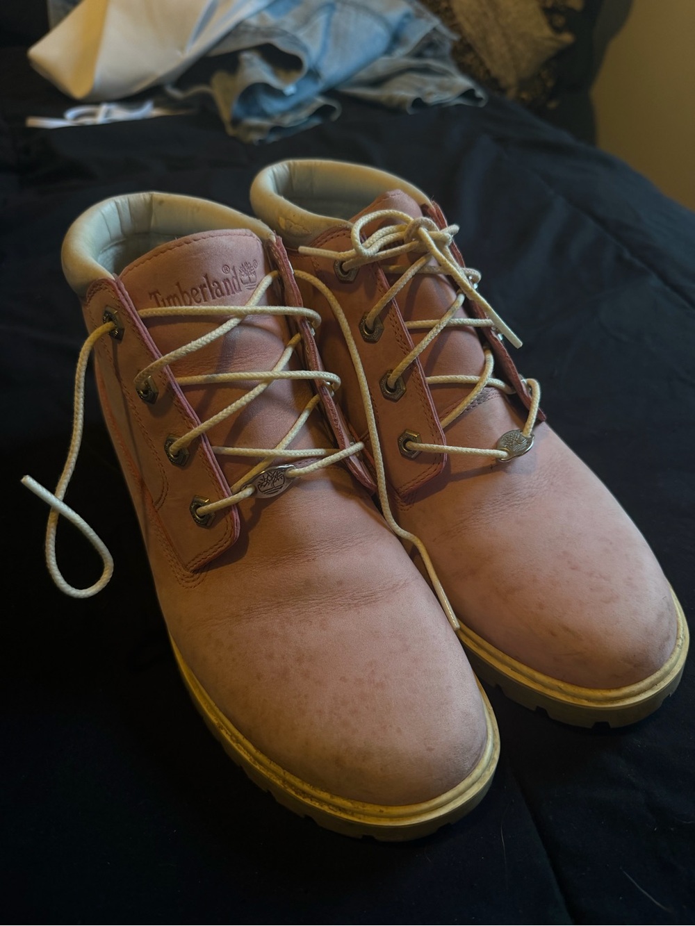 Timberland Pink Nubuck Work-Style Lace-Up Shoes